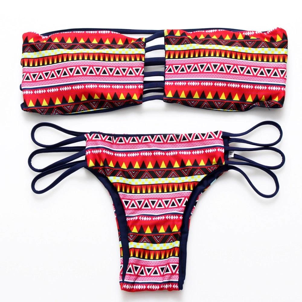 BANDEA Brazilian Bikini Print Swimwear women Strapless biquini Bandeau