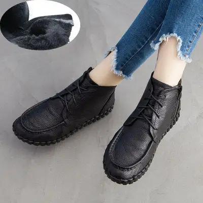 Vintage Style Genuine Leather Women Boots