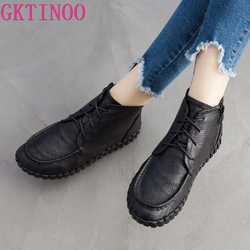 Vintage Style Genuine Leather Women Boots