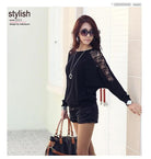 Tee Shirt Femme Korean Clothes Bat Sleeve T Shirt Women Lace